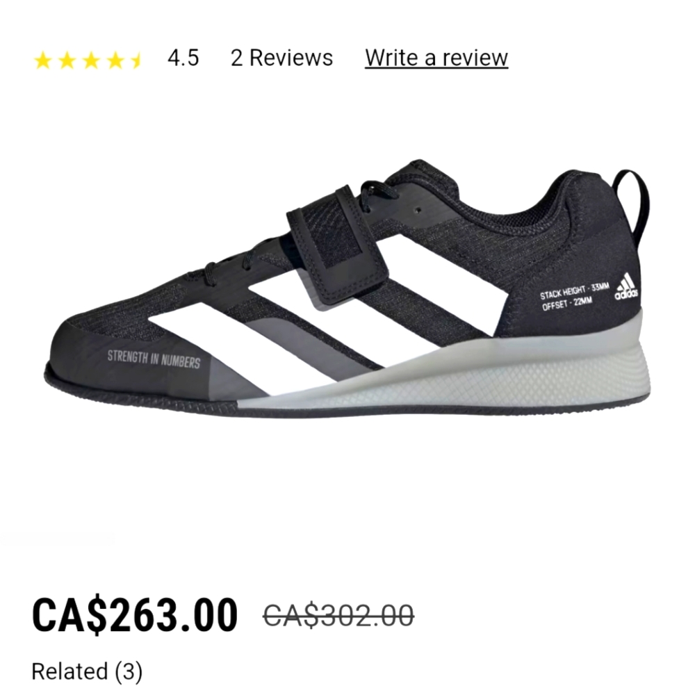 Adipower weightlifting shoes size 8